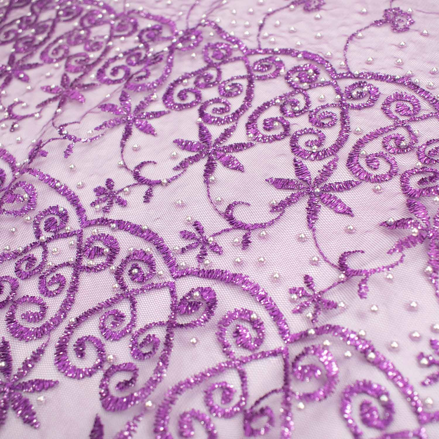 Pearl/Beaded Embroidery Lace Purple