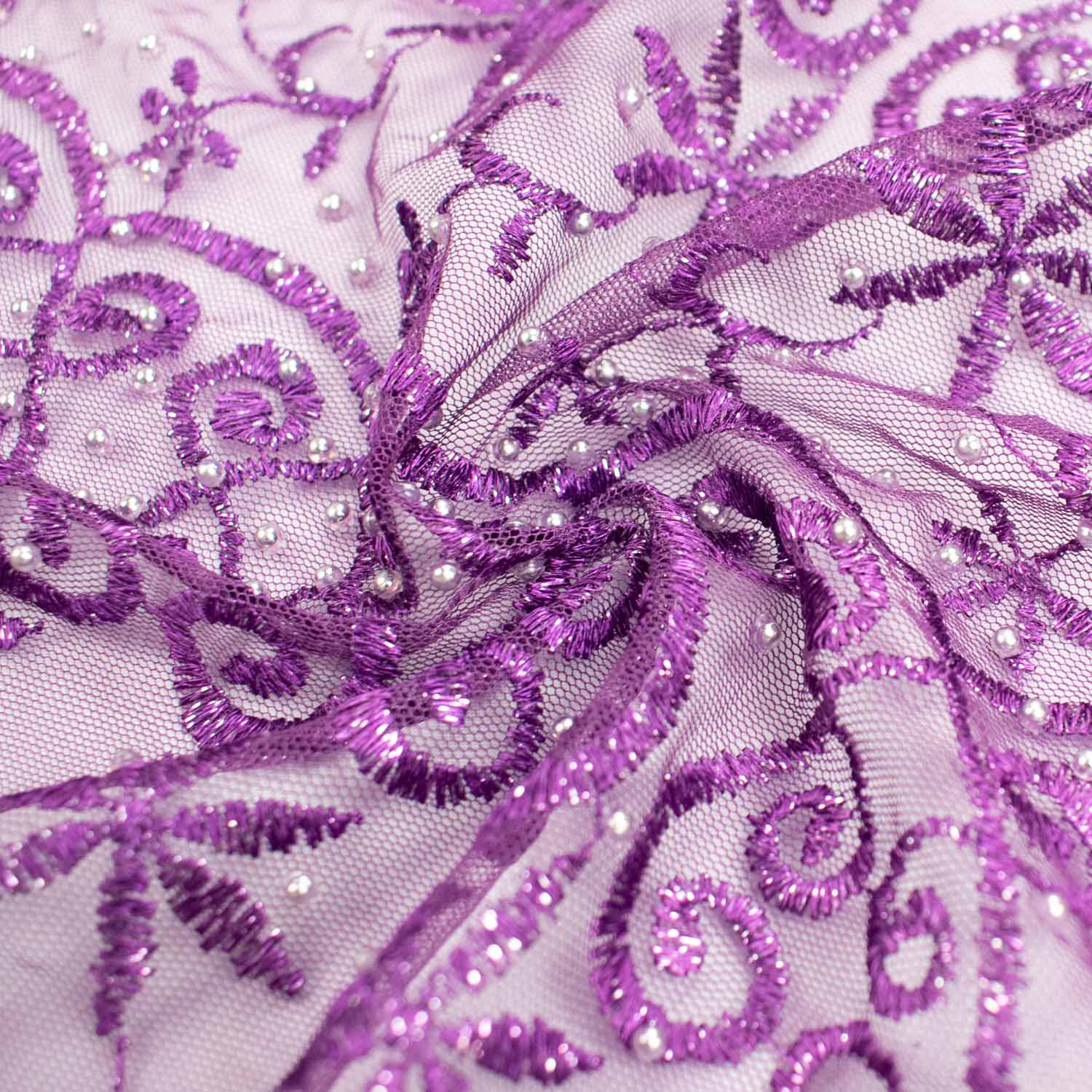 Pearl/Beaded Embroidery Lace Purple