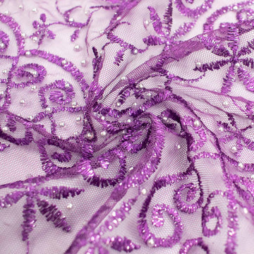 Pearl/Beaded Embroidery Lace Purple