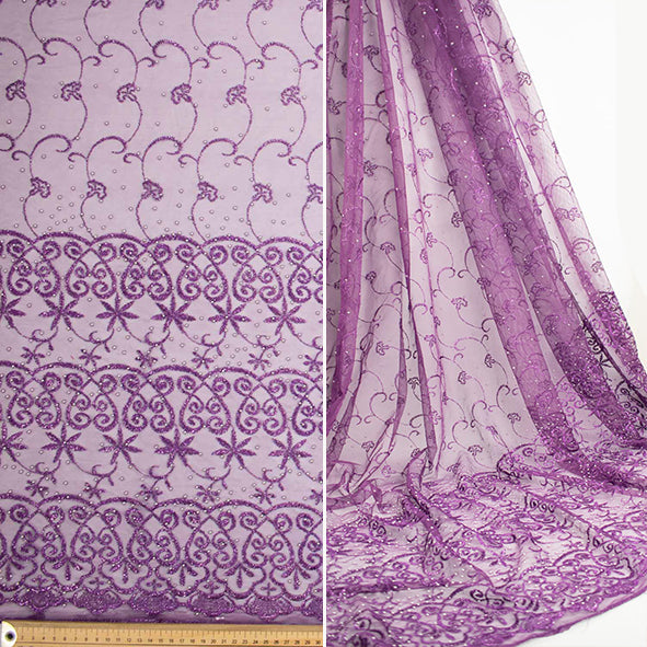 Pearl/Beaded Embroidery Lace Purple