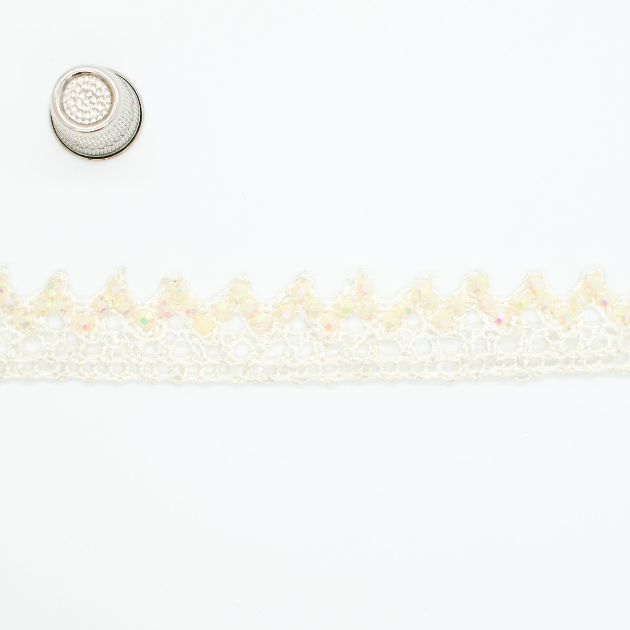Pearl-Diamante Lace Trim - 2cm
