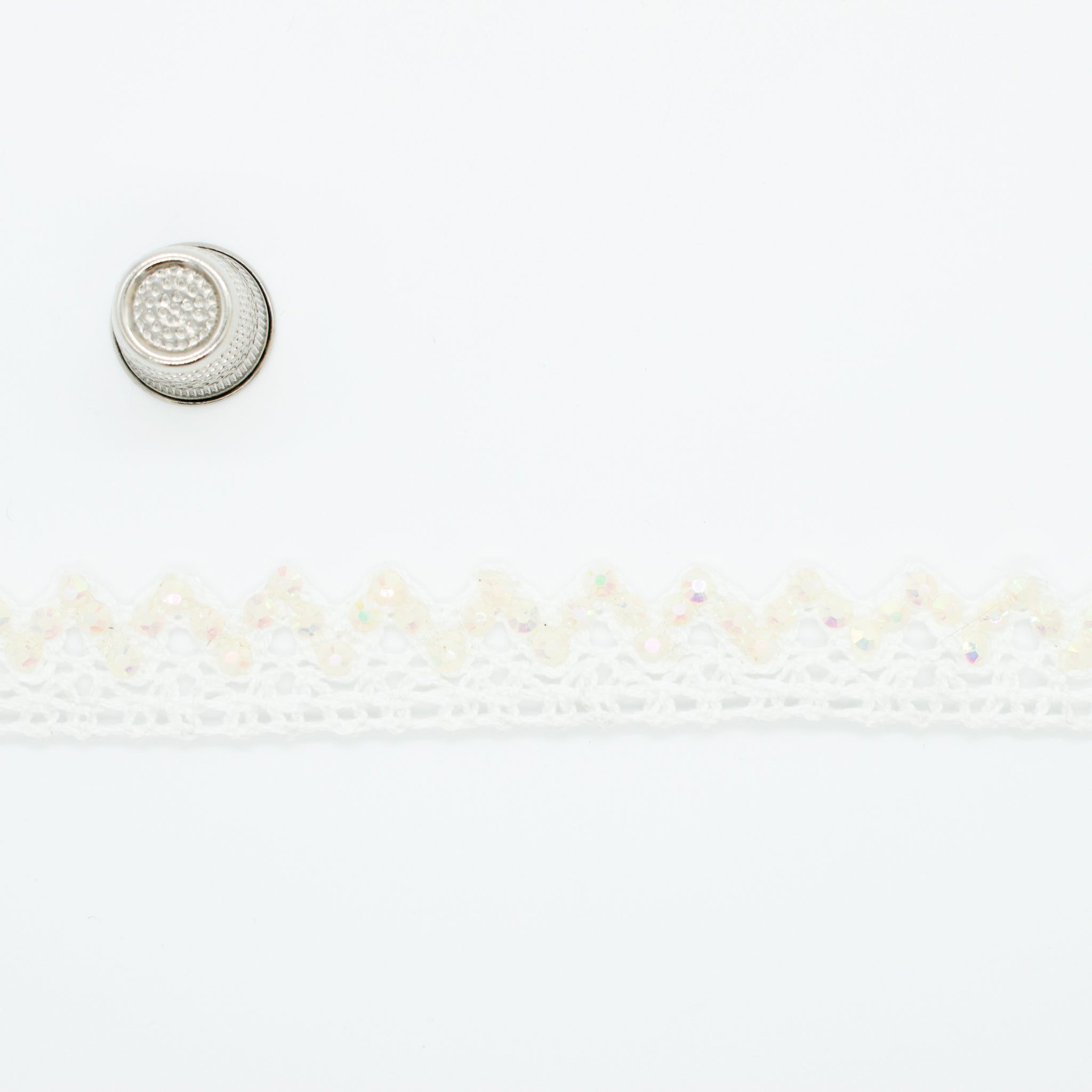 Pearl-Diamante Lace Trim - 2cm