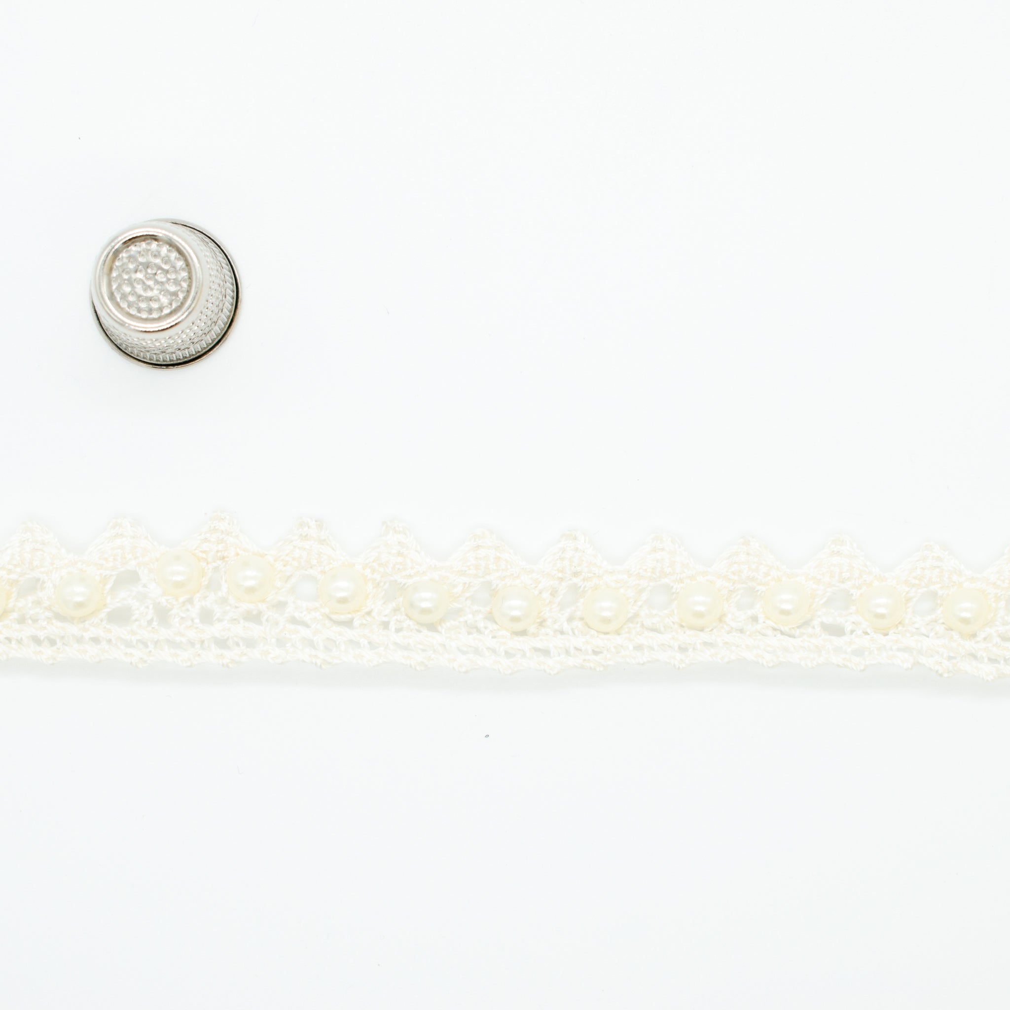 Pearl-Diamante Lace Trim - 2cm