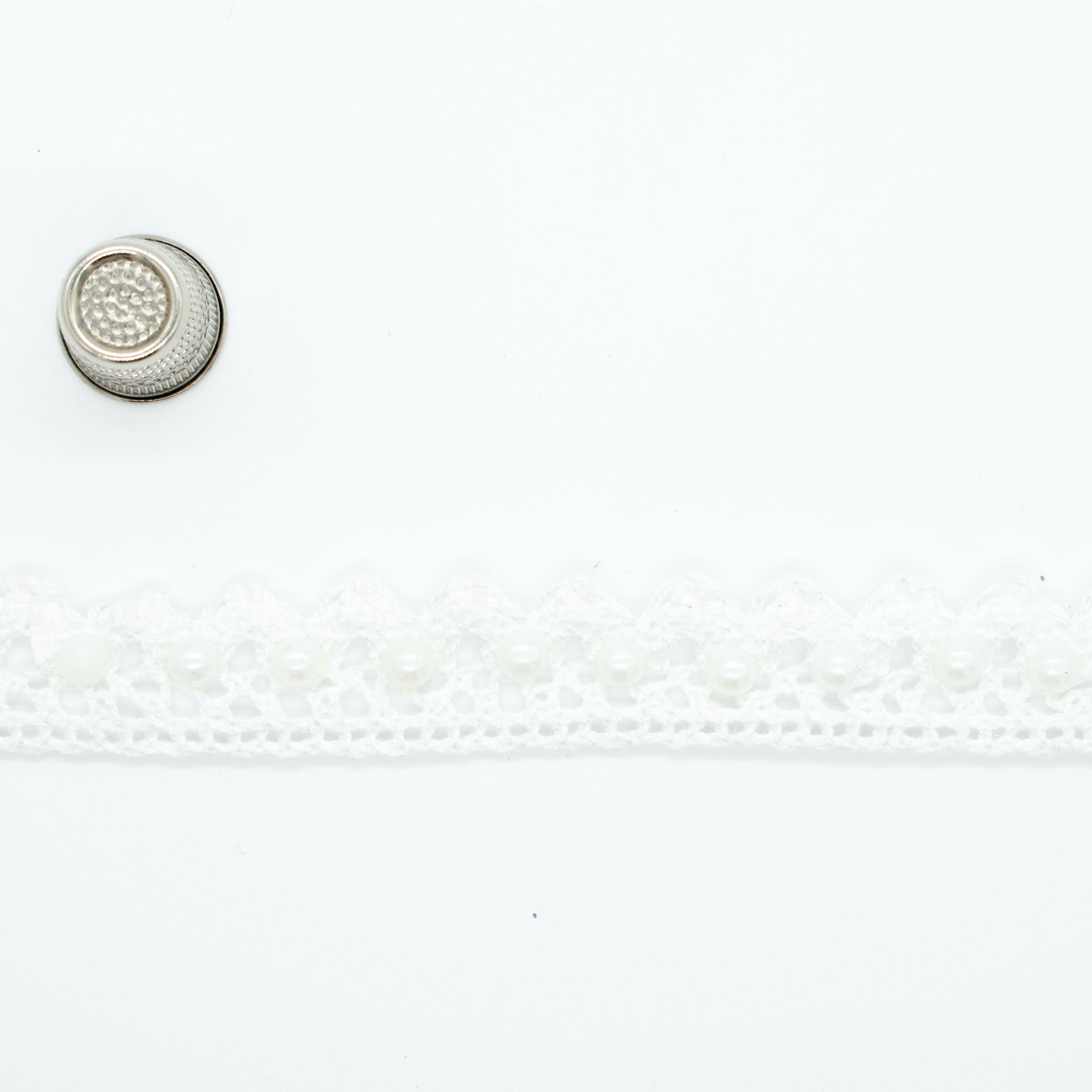 Pearl-Diamante Lace Trim - 2cm