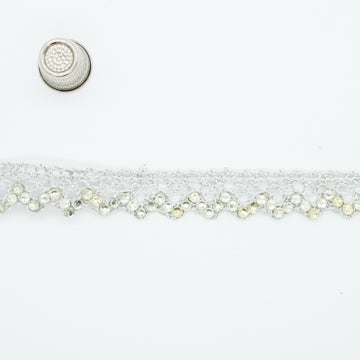Pearl-Diamante Lace Trim - 2cm