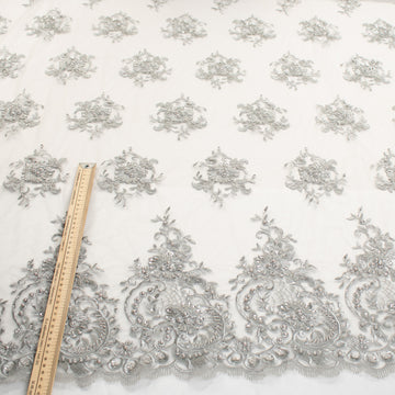 Pearl/Beaded Embroidery Chantilly Lace Silver