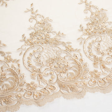 Pearl/Beaded Embroidery Chantilly Lace Latte