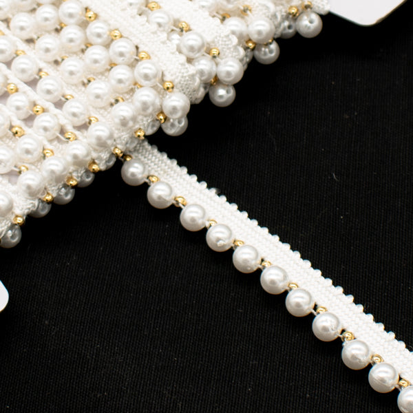 5 Yards of White Pearl Trim, Elegant White Beaded Trim, Pearl Lace, Indian  Fabric Trim, Bridal Wear Embellishment, Pearl Trim 