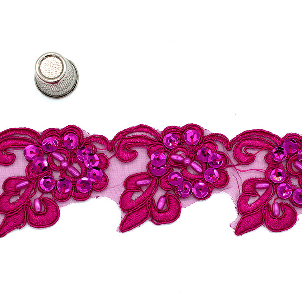 Pearl Sequin Floral Lace Trim