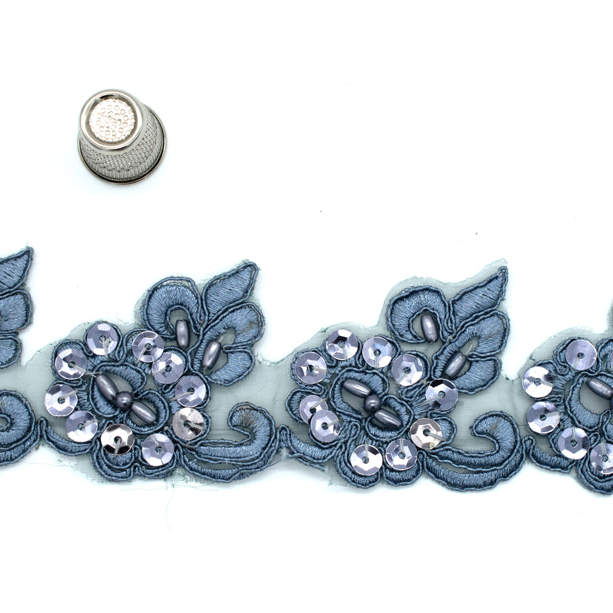 Pearl Sequin Floral Lace Trim