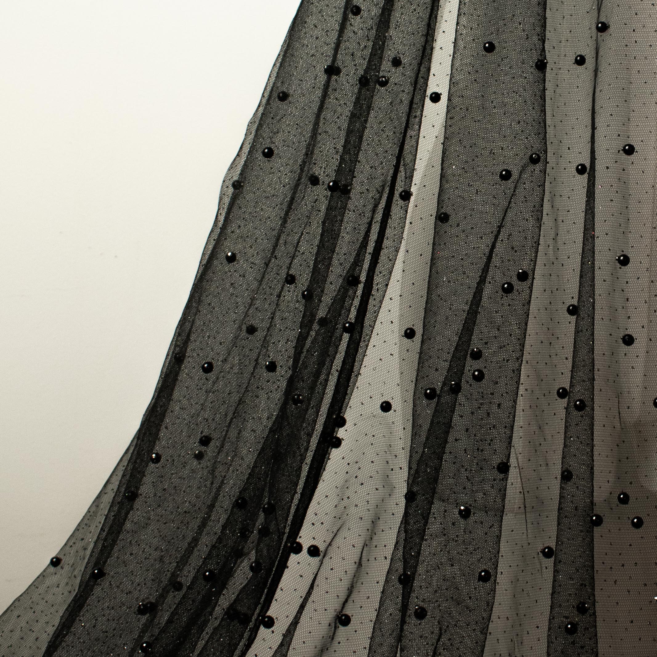 Glitter Tulle Pearl Netting Black