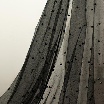 Glitter Tulle Pearl Netting Black