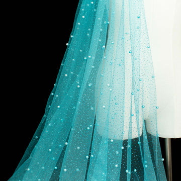 Glitter Tulle Pearl Netting Blue