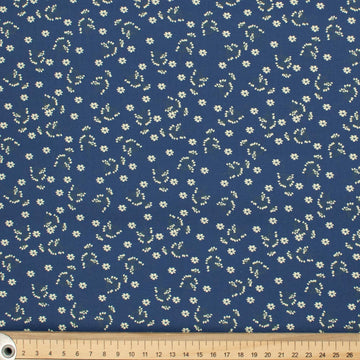 Petite Studio Blue Collection #04 Small Floral Vines on Dark Blue Cotton Prints