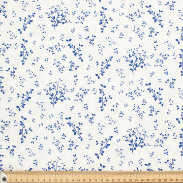 Petite Studio Blue Collection #10 Blue Small Leaves on White Cotton Prints