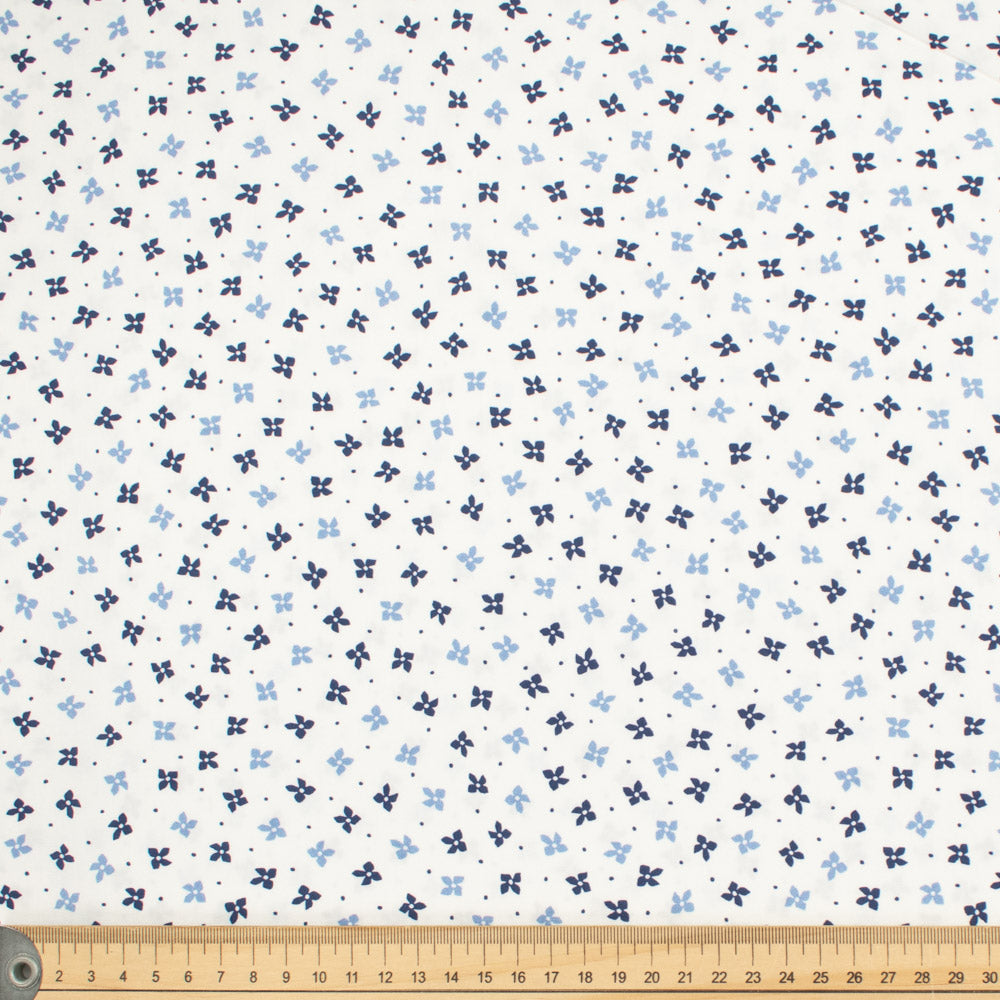 Petite Studio Blue Collection #07 Small Navy & Blue Floral on White Cotton Prints