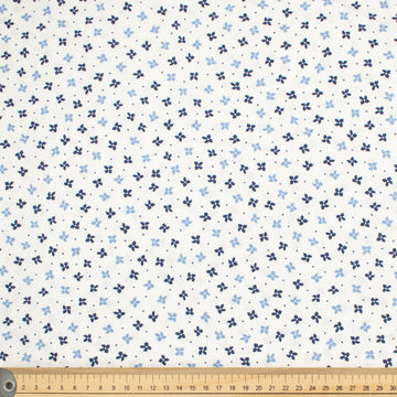 Petite Studio Blue Collection #07 Small Navy & Blue Floral on White Cotton Prints