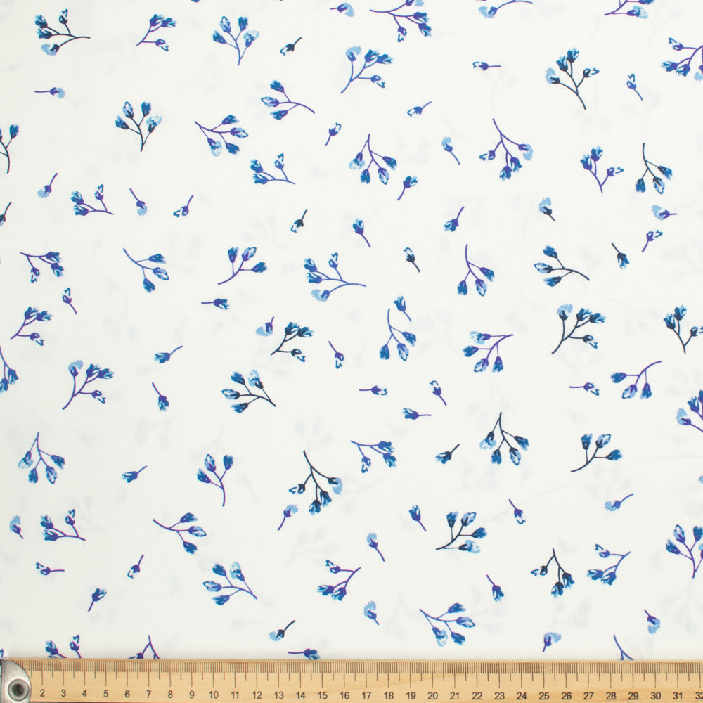 Petite Studio Blue Collection #09 Blue Small Flower on White Cotton Prints