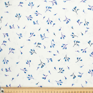 Petite Studio Blue Collection #09 Blue Small Flower on White Cotton Prints