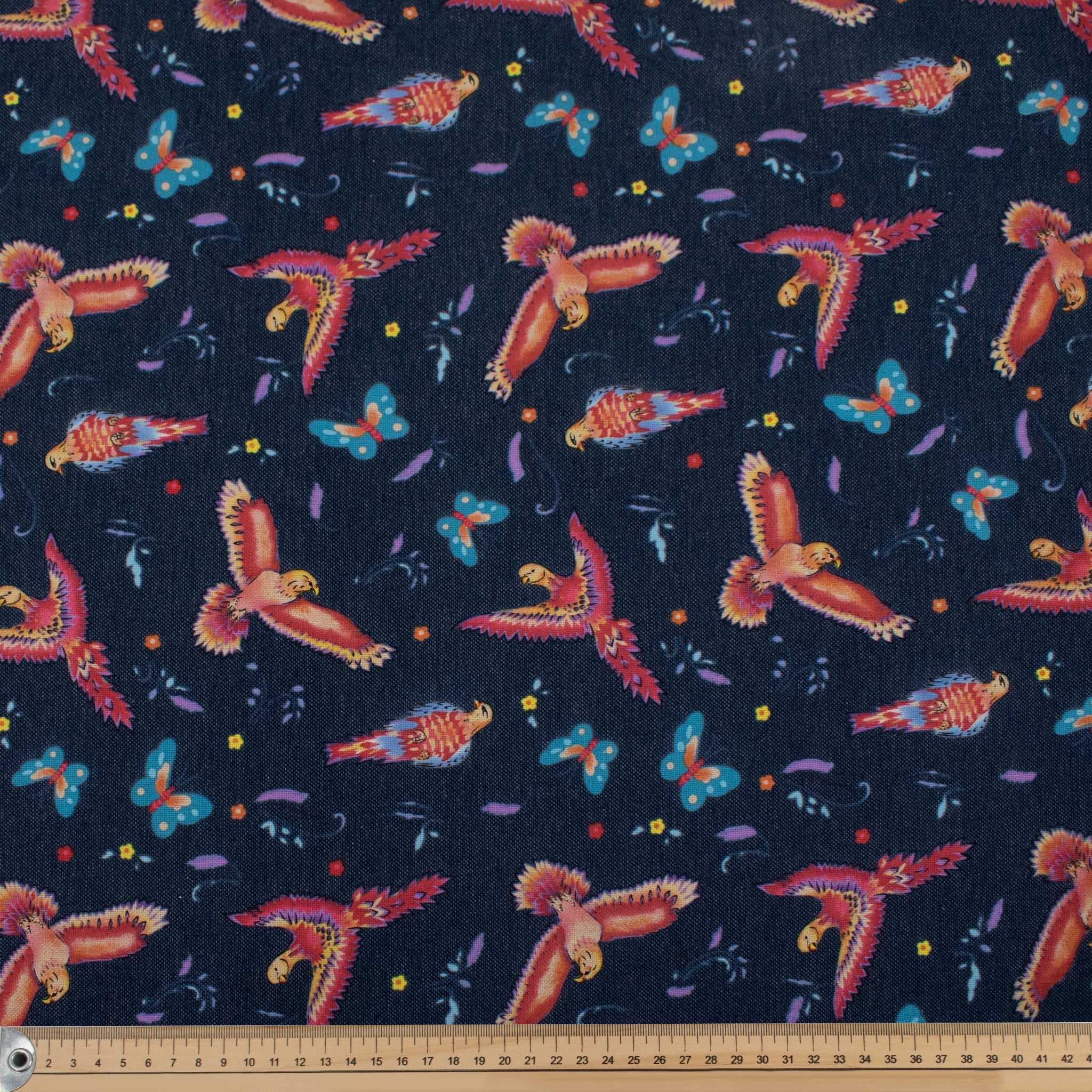 Navy Phoenix Cotton Canvas Print