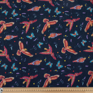 Navy Phoenix Cotton Canvas Print