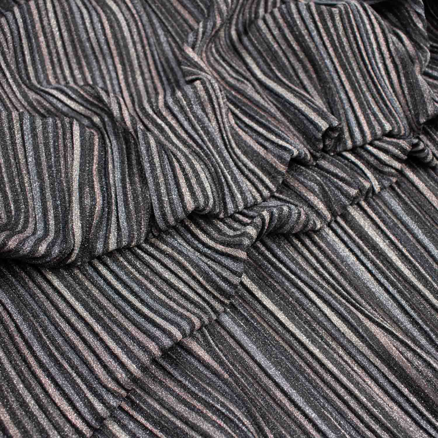 Pleated Metallic Ribbed-Knit