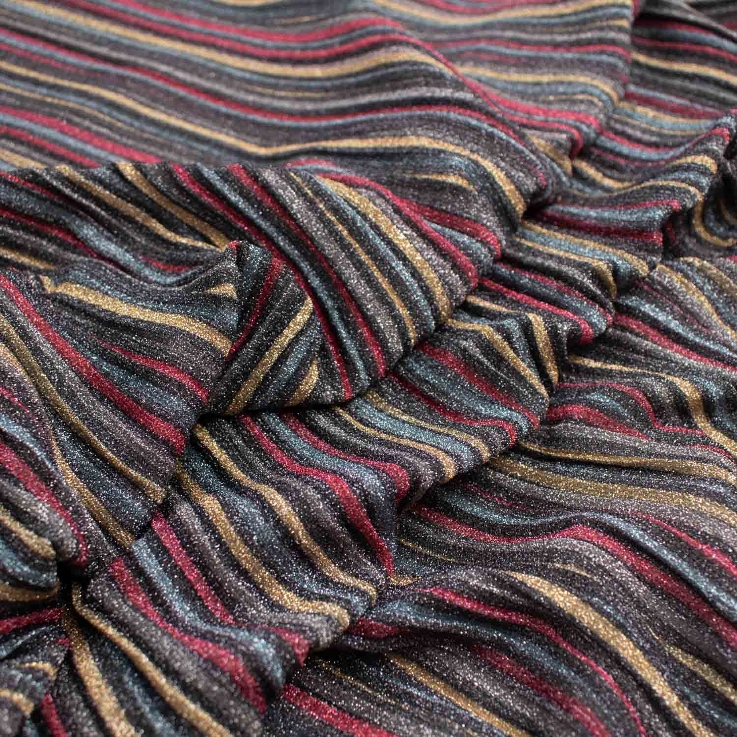 Pleated Metallic Ribbed-Knit