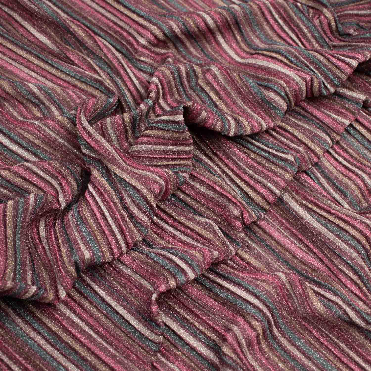Pleated Metallic Ribbed-Knit