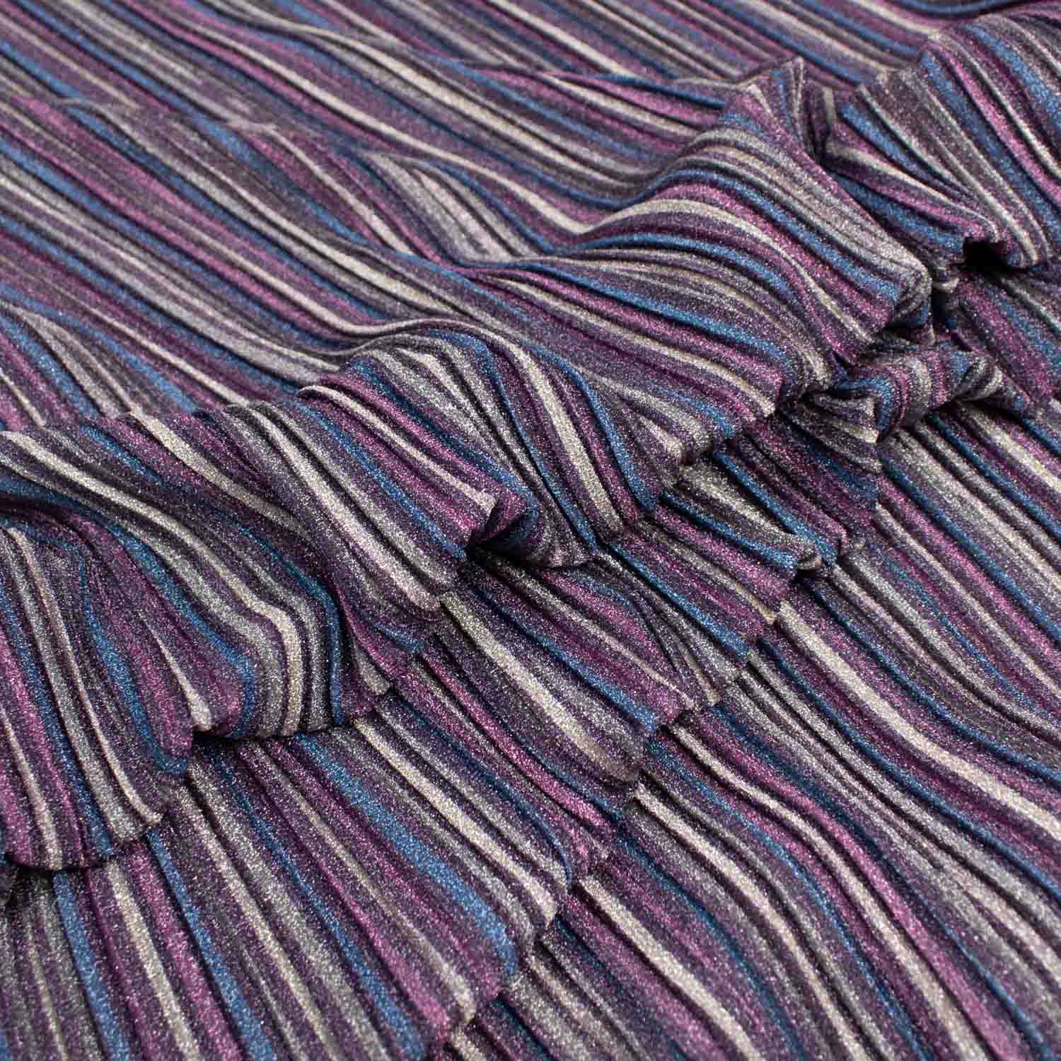 Pleated Metallic Ribbed-Knit