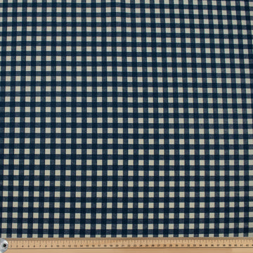 Blue Gingham Check Cotton Canvas Print
