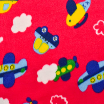 Cars & Planes on Pink Printed Polar Fleece