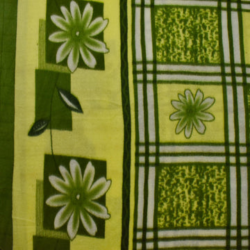 Green Floral Check Printed Polar Fleece