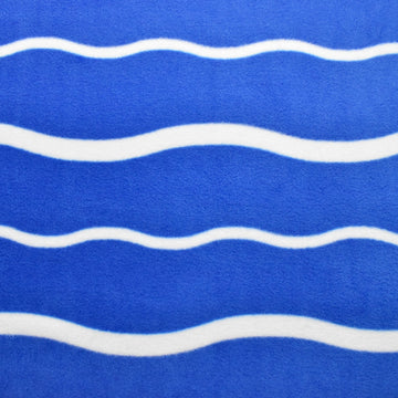 White Waves on Blue Printed Polar Fleece
