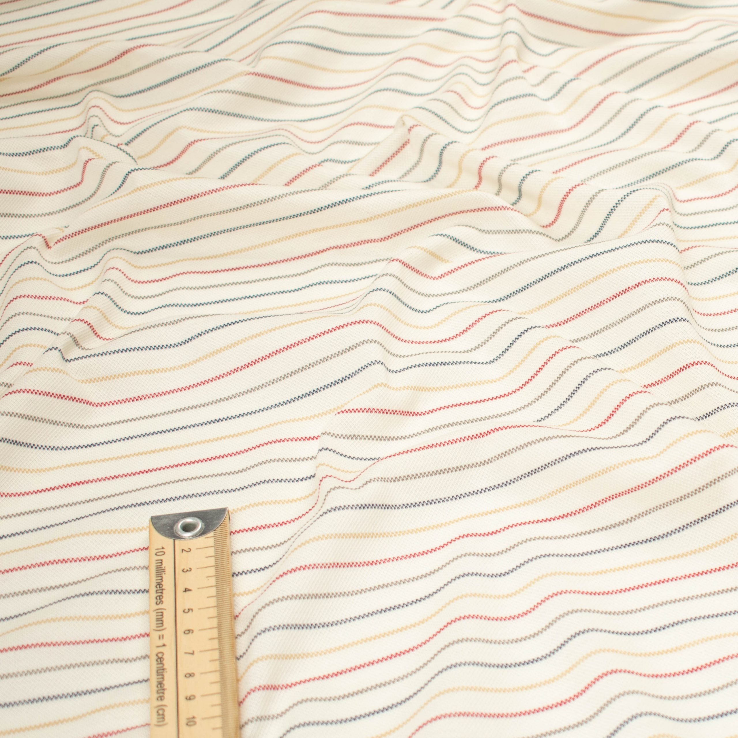 Printed Knits Design-111 Multicolor Stripes on Cream