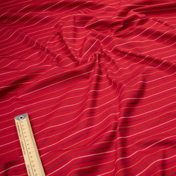 Printed Knits Design-112 White & Black Stripes on Red