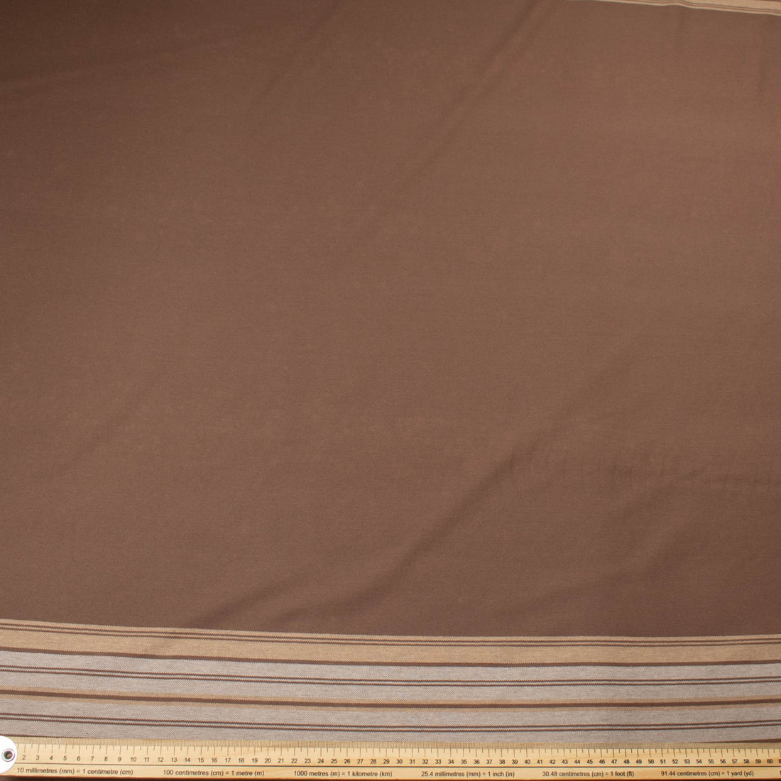 Printed Knits Design-129 Grey Stripes Border Prints on Brown