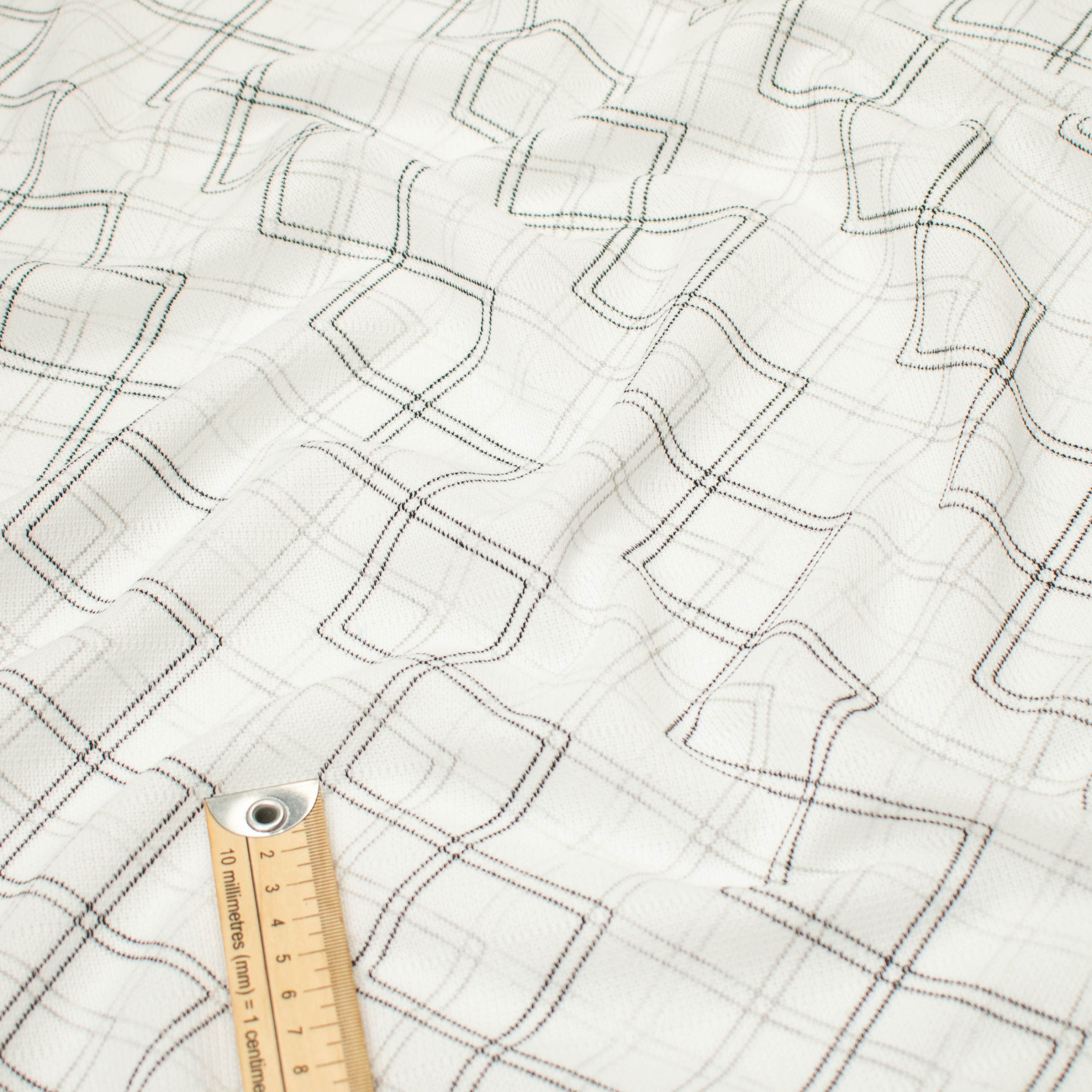 Printed Knits Design-16 Grey Geometric on White