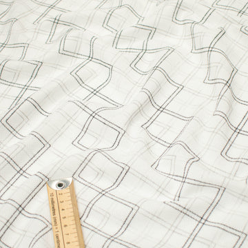 Printed Knits Design-16 Grey Geometric on White