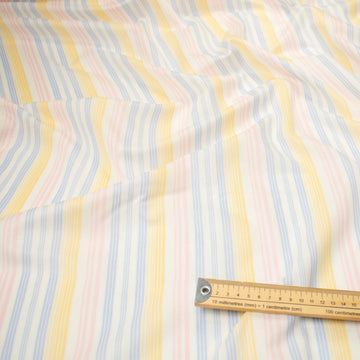 Printed Knits Design-197 Baby Pink, Blue and Yellow Stripes