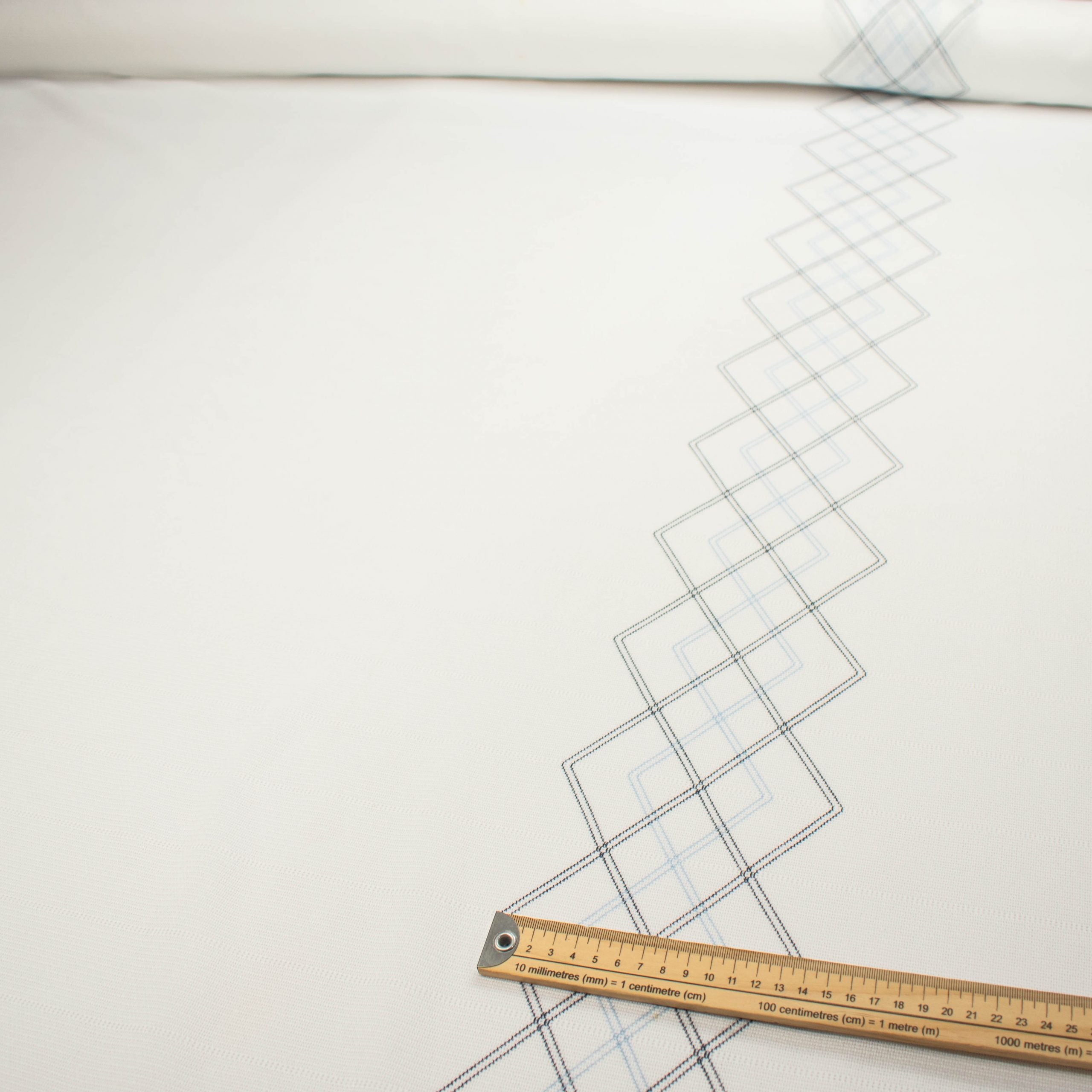 Printed Knits Design-21 Border Printed Black Checks on White