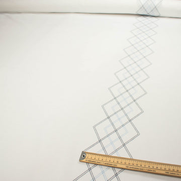 Printed Knits Design-21 Border Printed Black Checks on White