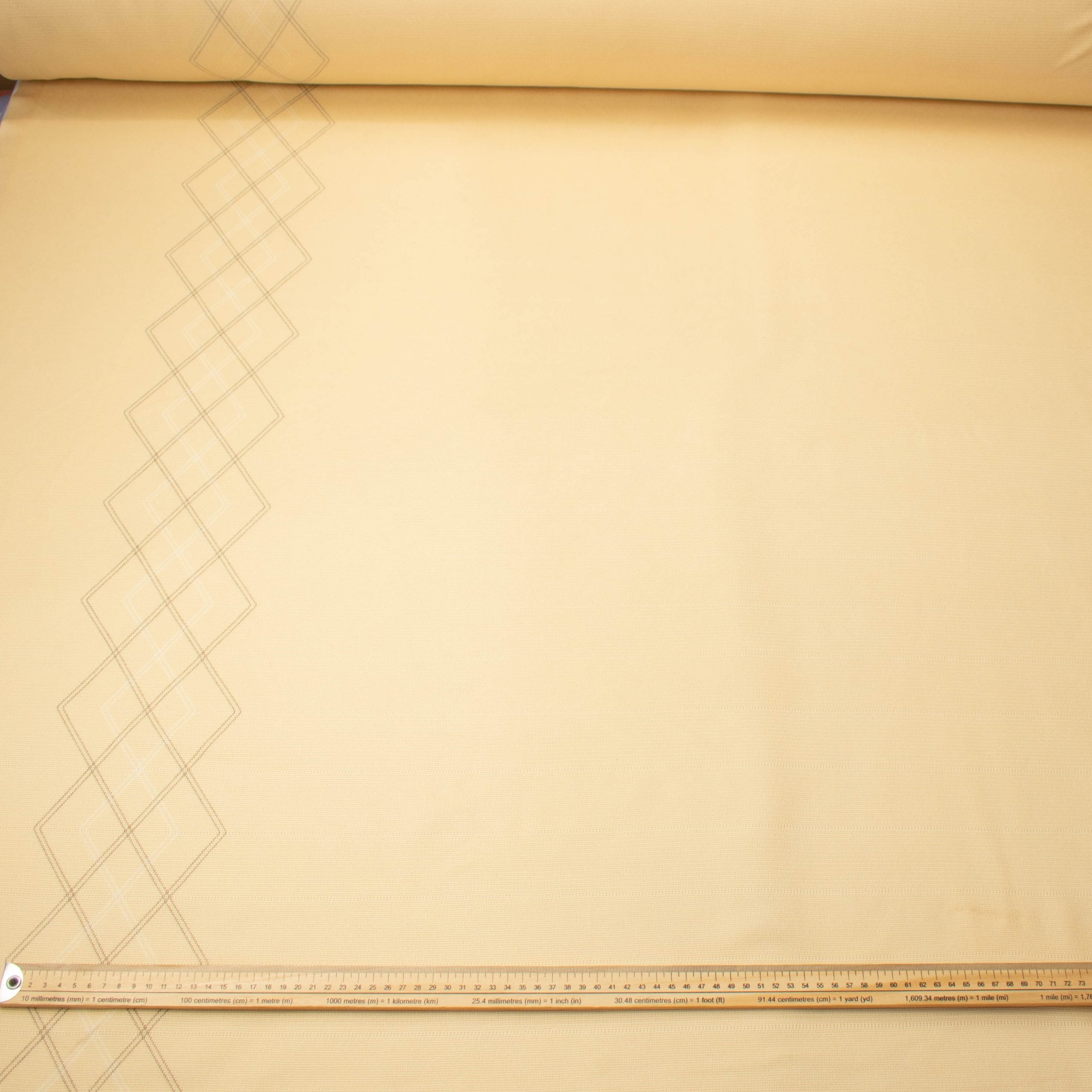 Printed Knits Design-23 Border Printed Grey Checks on Yellow