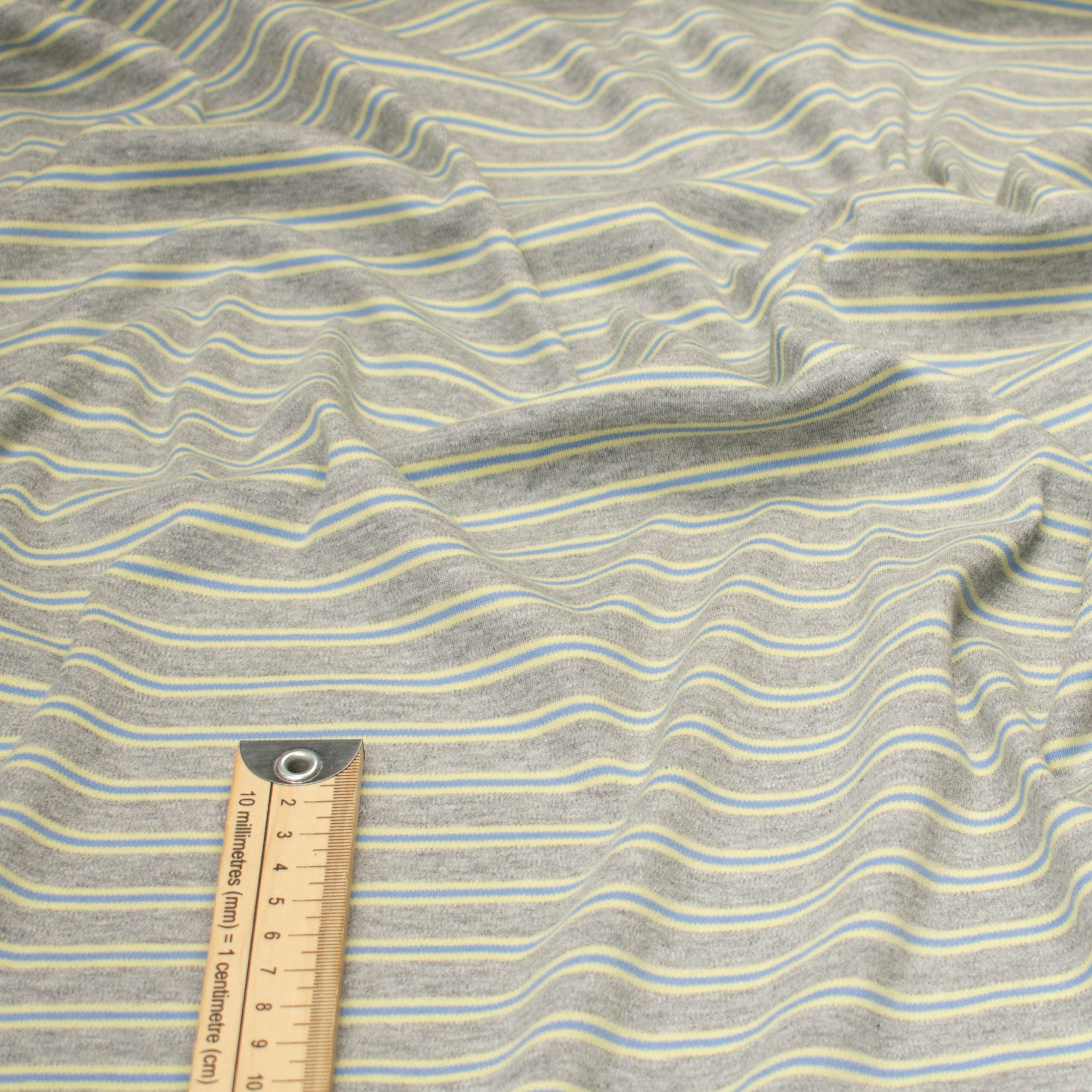 Printed Knits Design-33 Grey & Blue Stripes