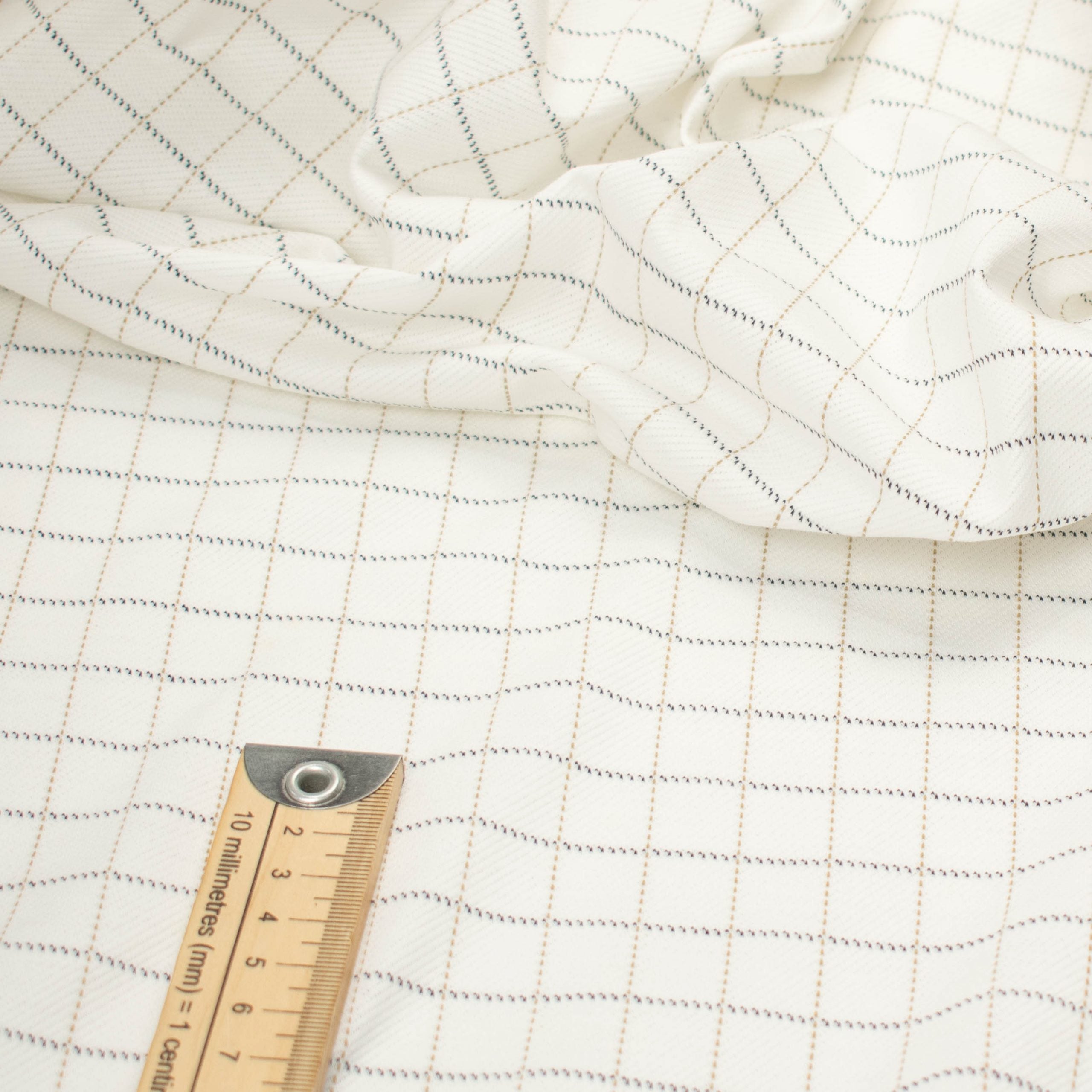 Printed Knits Design-78 Black & Tan Checks on White