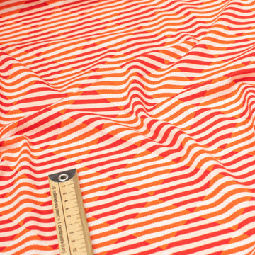 Printed Knits Design-80 Red & Orange Rhombus