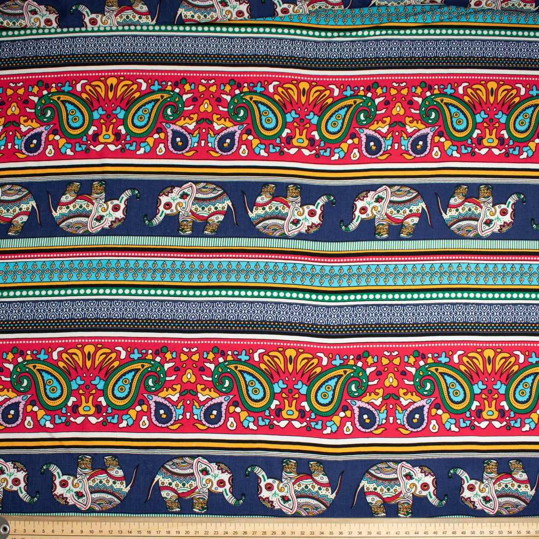 Printed Rayon Design-53 Purple Paisley & Blue Elephant