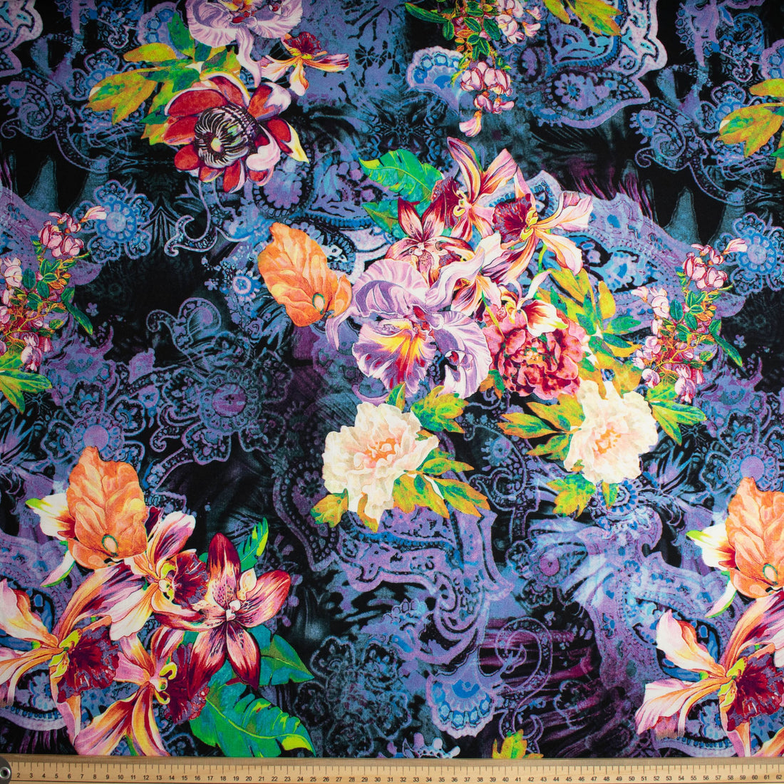 Printed Rayon Design-13 Purple & Red Flower Bouquets