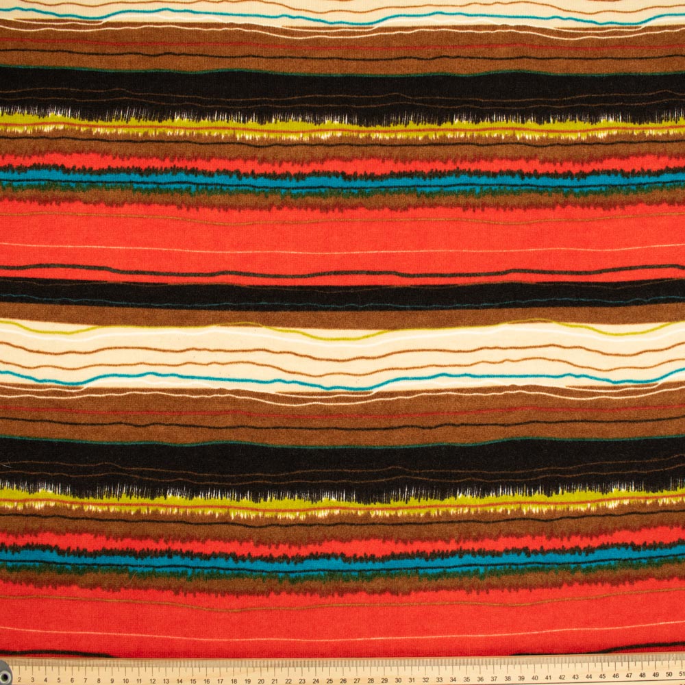 Linen Viscose Jersey Double Knit Des 7 - Orange & Brown Stripes
