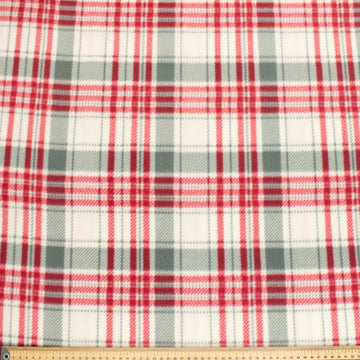 Red Grey Brad Plaid Printed Polar Fleece
