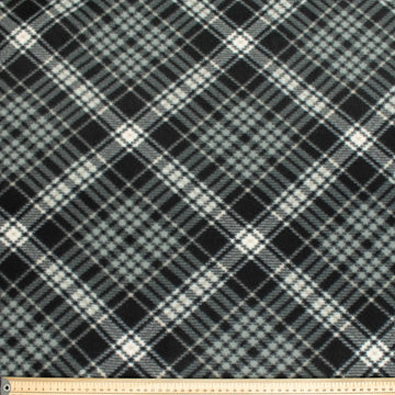 Cream Black Raya Plaid Printed Polar Fleece